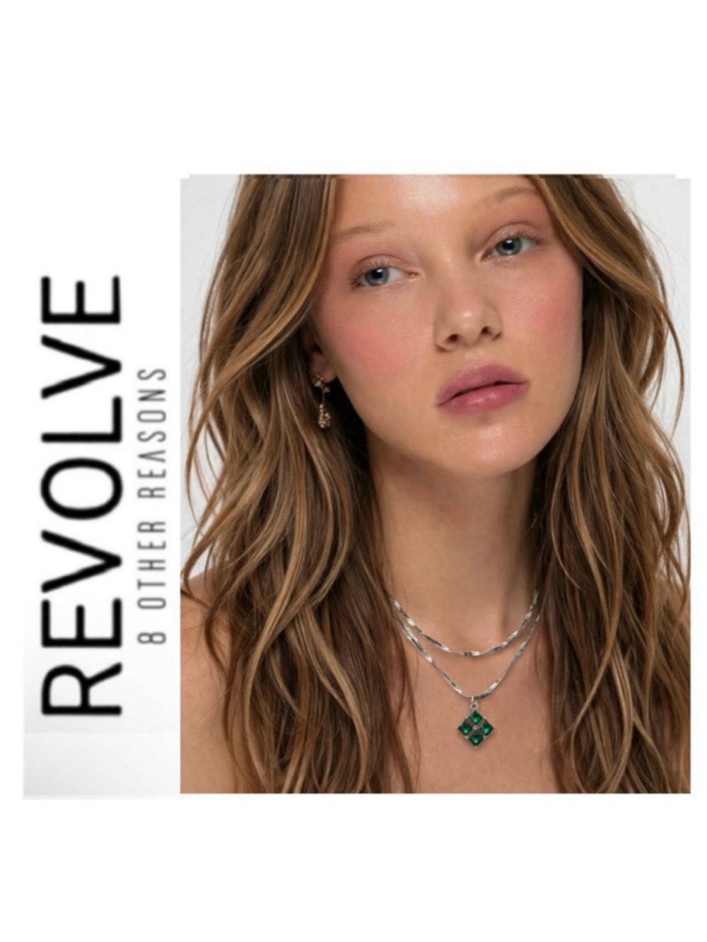 NWT Revolve x 8 Other Reasons Twisted Double Snake Chain Necklace Emerald City